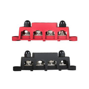 DURAFORCE NEW 4 Post Busbar Bus Bar Power Distribution 12V 250A 3/8" Red and Black Pair