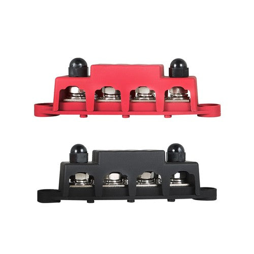 DURAFORCE NEW 4 Post Busbar Bus Bar Power Distribution 12V 250A 3/8" Red and Black Pair