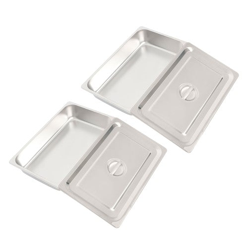 DURAFORCE Restaurant Steam Table Pans 2 Pack Full Size 4 Inch Deep Thickened with Lid