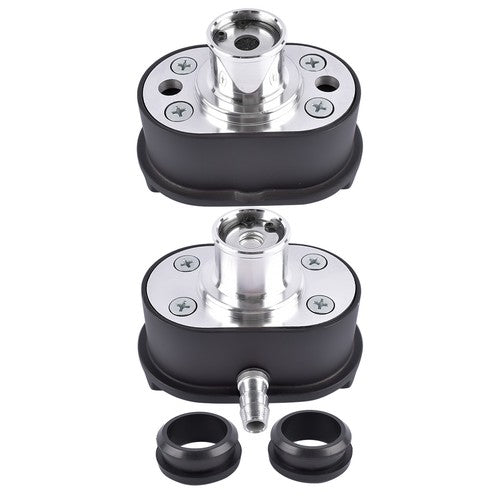 DURAFORCE Oval Finned Black Aluminum Push-in Breather & PCV Kit 1-1/4" Valve Cover Holes