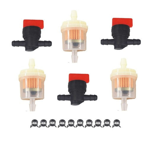 DURAFORCE Bladsharr In Line Fuel Gas Filter Shut Cut Off Valve Clamp 3Kit 1/4"