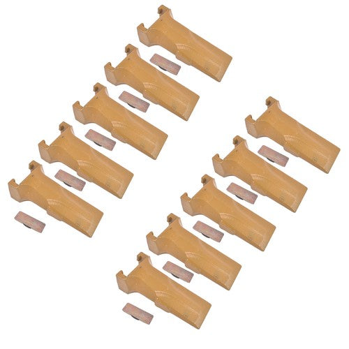 DURAFORCE 10 Pack Bucket Teeth with Flex Pins Yellow V17SYL V17PN Fits for Backhoe Loader