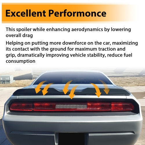 Rear Trunk Spoiler Wing for Dodge Challenger 2008-23 Demon Style Matte Black