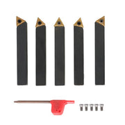 DURAFORCE 5Pack 3/8" Indexable Carbide Turning Inserts Holder Set for Machining Lathes