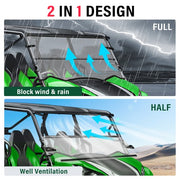 DURAFORCE For 16-23 Kawasaki Teryx/Teryx4 800 Front Clear Folding Flip Tilting Windshield