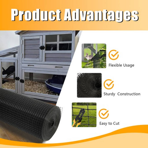 DURAFORCE Welded Wire Fence Vinyl Coated Chicken Rabbit Mesh 1"x1" 16 Gauge 24"x50'