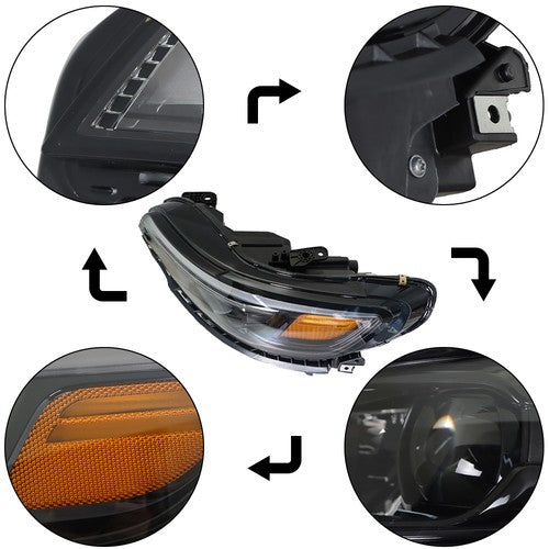 DURAFORCE Fit For Jeep Cherokee 2019-2022 Headlight Projector LH/Left Side LED Replacement