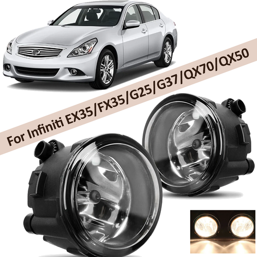 DURAFORCE Bumper Fog Light Lamp Left & Right Side for Infiniti EX35/FX35/G25/G37/QX70/QX50