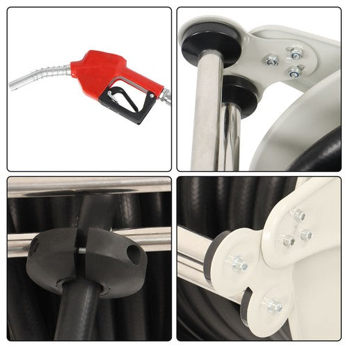 DURAFORCE 300PSI Fuel Diesel Hose Reel Retractable 3/4" x 66' Auto Refueling Gun For Truck