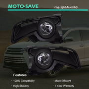 DURAFORCE Front Bumper Lamps+Wiring+Switch Fit for Toyota Highlander 17-18 Clear Fog Light