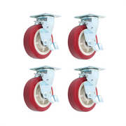 DURAFORCE Four 6" industrial side brakes with red casters