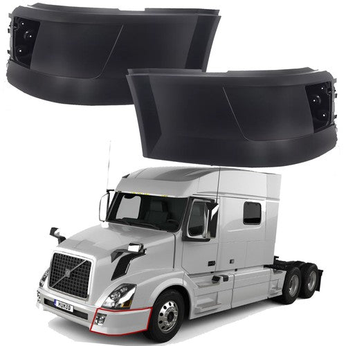 DURAFORCE ZZ2V00374 LH+RH Front Bumper End Cap Corner W/Fog Hole for Volvo VNL 04-18