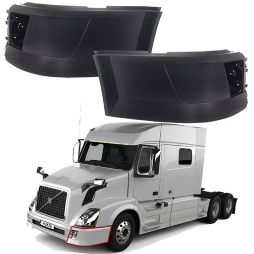 DURAFORCE ZZ2V00374 LH+RH Front Bumper End Cap Corner W/Fog Hole for Volvo VNL 04-18