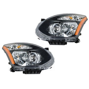 DURAFORCE Headlight For Nissan Rogue 2008-2013 Halogen Housing Black Driver+Passenger Side