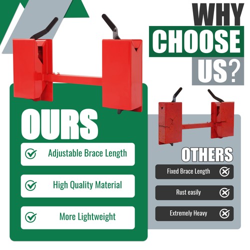 DURAFORCE 4000lb Skid Steer Quick Tach Conversion Adapter Attach w/ Adjustable Cross Brace