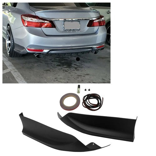 DURAFORCE Black Rear Bumper Lip Splitter Spoiler Side Apron for 2016 2017 Honda Accord Sedan