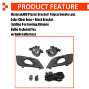 DURAFORCE For 2015-2018 Nissan Murano Fog Lights Lamps Pair Clear Lens w/Switch/Harness