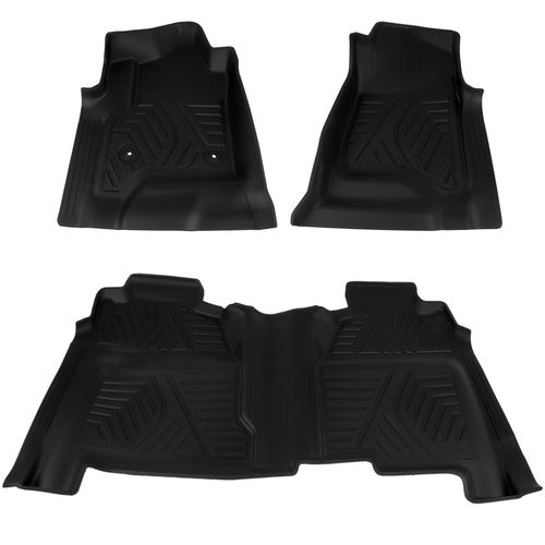 DURAFORCE Car Floor Mats Liner for Chevy Silverado Sierra Crew Cab 14-19 Front & 2nd Row