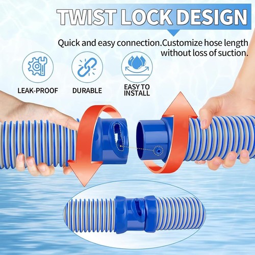 DURAFORCE 6 Pack Pool Cleaner Hose for Zodiac X7 T3 T5 MX6 MX8, 39" Twist Lock Hoses