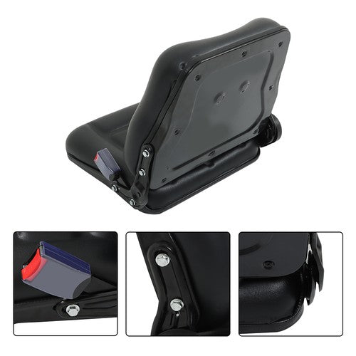DURAFORCE Universial Seat with Adjustable Backrest Seatbelt Slid for Forklift Tractor