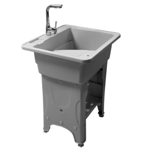 DURAFORCE 80 Freestanding Sink Commercial Laundry & Utility Room Sinks with Faucet Gray