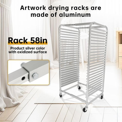 Drying Rack Screen Printing with Brake Wheels Adjustable Aluminum