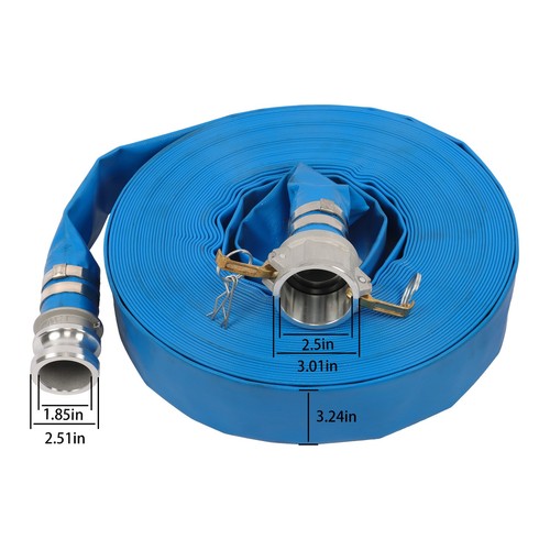 DURAFORCE 2"X100FT Pool Backwash Hose Heavy Duty Reinforced PVC Lay Flat Water Discharge