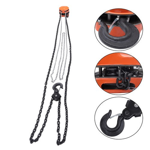 DURAFORCE Hand Chain Hoist Steel 3Ton/6600 Lbs10ft/3m 360° swivel hook 1m lifting strap