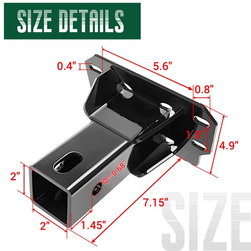 DURAFORCE Black Front 2" Receiver Hitch For Polaris Ranger 1000 XP / Northstar 2018-2024