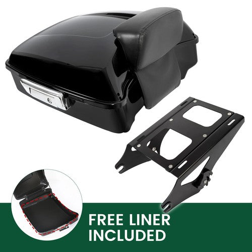 DURAFORCE Black Chopped Trunk Backrest Mount Rack Fit For Harley Road Glide 14-26 Touring