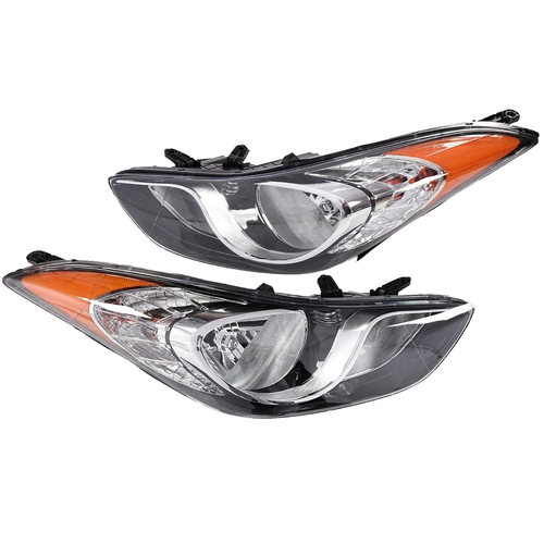 DURAFORCE For 2011 2012 2013 Hyundai Elantra Halogen Headlights Headlamps Assembly Pair