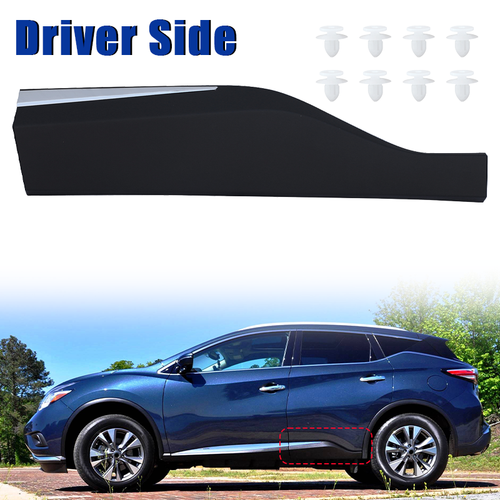 DURAFORCE Rear Left Lower Door Molding Trim Black Chrome for 2015-2022 for Nissan Murano