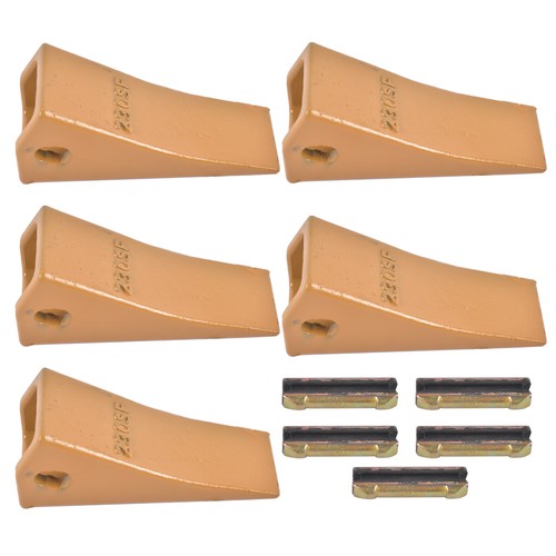DURAFORCE 5Pcs 230SP Casting Bucket Teeth & TF23P Flex Pins for Backhoe Skid Steer Loader