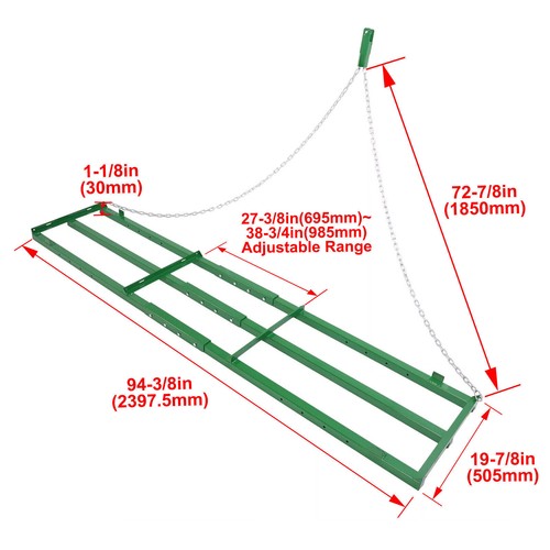 DURAFORCE 8Ft Drag Harrow Driveway Grader Landscape Power Rake For ATV UTV Tractor Yard