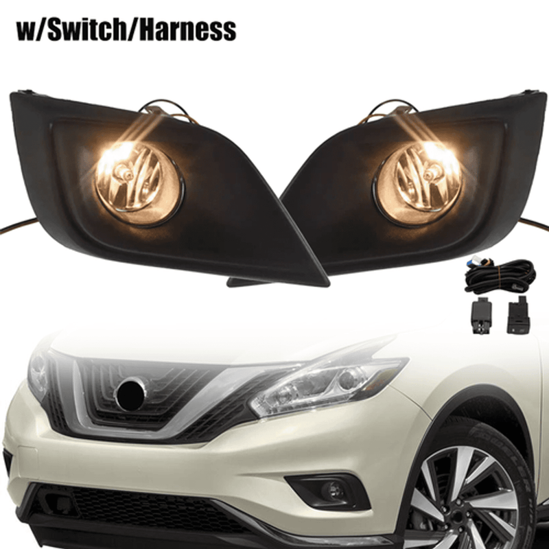 DURAFORCE For 2015-2018 Nissan Murano Fog Lights Lamps Pair Clear Lens w/Switch/Harness