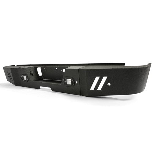 DURAFORCE Black Steel Rear Bumper with LED Lights for 2015-2019 GMC Sierra 2500HD 3500HD