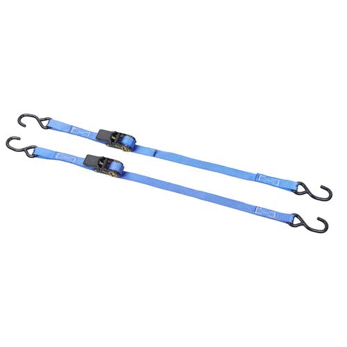 DURAFORCE Ratchet Strap*2 Steel+Polyester Blue Fracture Strength 2400lbs 1in*4ft S Hooks