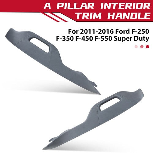 Left and Right A Pillar Handle Trim Gray for 2011 to 2016 Ford F250 F350 F550