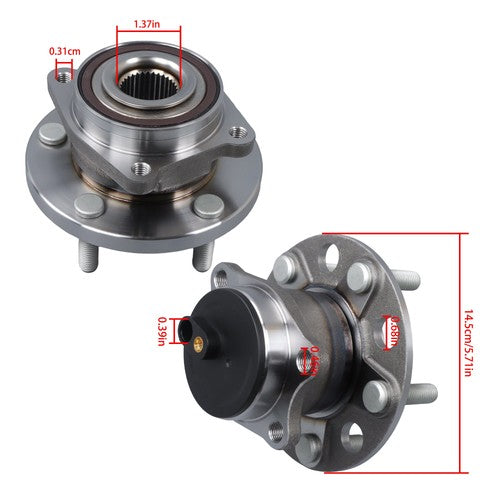 DURAFORCE 4× Front Rear Wheel Hub Bearings For Chrysler 200 Dodge Avenger 2011-2014 FWD