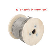 DURAFORCE T304 3/16 Inch Stainless Steel Cable 7x19 Strands 250FT 3700 lbs Steel Wire Rope