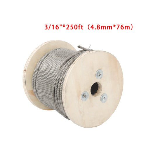 DURAFORCE T304 3/16 Inch Stainless Steel Cable 7x19 Strands 250FT 3700 lbs Steel Wire Rope