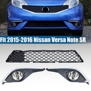 DURAFORCE Fit 2015-2016 Nissan Versa Note SR Front Bumper Lower Grille & Pair Fog Lights