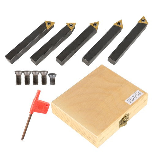 DURAFORCE 5-piece 1/2 " lathe indexable carbide insert + turning tool bit holder kit USA