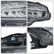 DURAFORCE Headlight Headlamp Chrome Housing For Honda Civic 2016-2019 Passenger Right Side