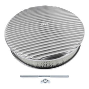 DURAFORCE 14 Full Finned Aluminum Round Air Cleaner Air Filter Kit Polished Recessed Base