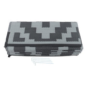DURAFORCE Outdoor Waterproof 9x12FT Black Gray Carpet Plastic Straw Rug For Camping Deck