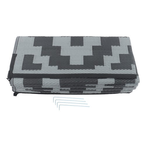 DURAFORCE Outdoor Waterproof 9x12FT Black Gray Carpet Plastic Straw Rug For Camping Deck