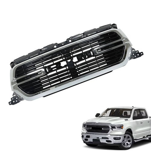 DURAFORCE W/Chrome Grille Front Grill Glossy Black New For Dodge Ram 1500 2019 2020-2022