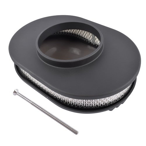 DURAFORCE 12 in Half Finned Black Aluminum Oval Air Cleaner w/ Washable Filter Fits Chevy