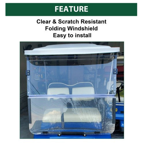 DURAFORCE Clear Folding Windshield For 1995-2003 Yamaha G14 G16 G19 Golf Cart Part PC